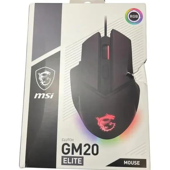 MSI Clutch GM20 ELITE S12-0400D00-C54 Black 6 Buttons 1 x Wheel USB 2.0 Wired Op
