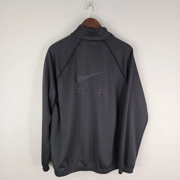 Nike Jacket Mens Large Gray Black Air Swoosh Logo Training Warm Up Full Zip