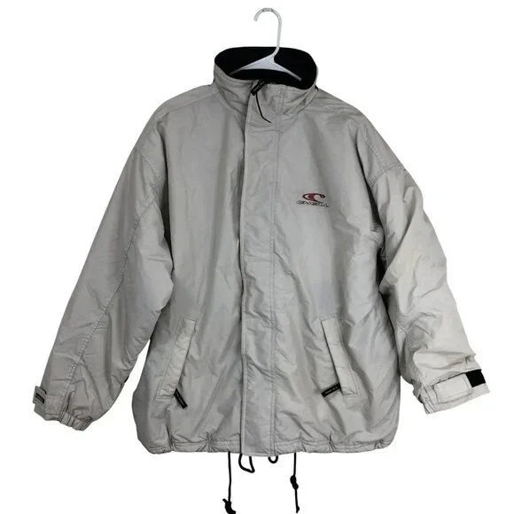 Vintage ONeill Jacket Insulated Windbreaker Black Collar Light Gray Men Size XL
