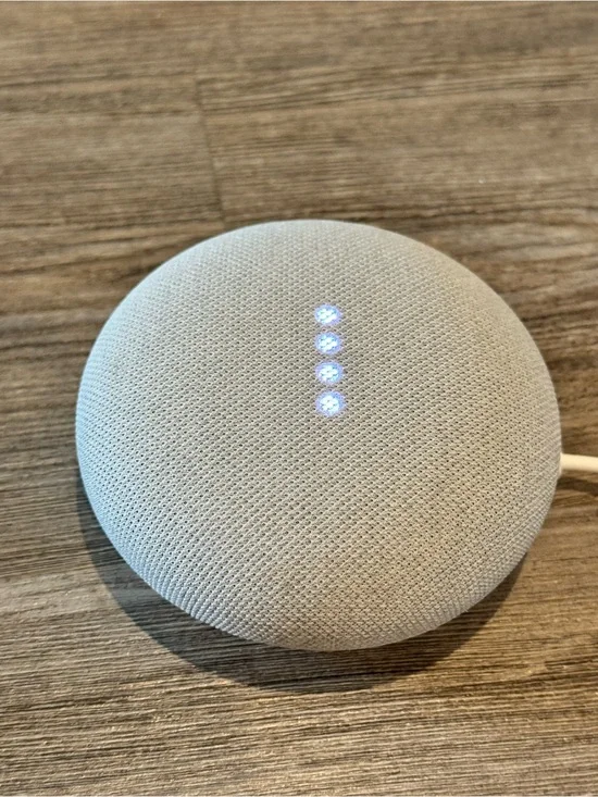google Mini Voice Speaker - Chalk Light Gray Fabric