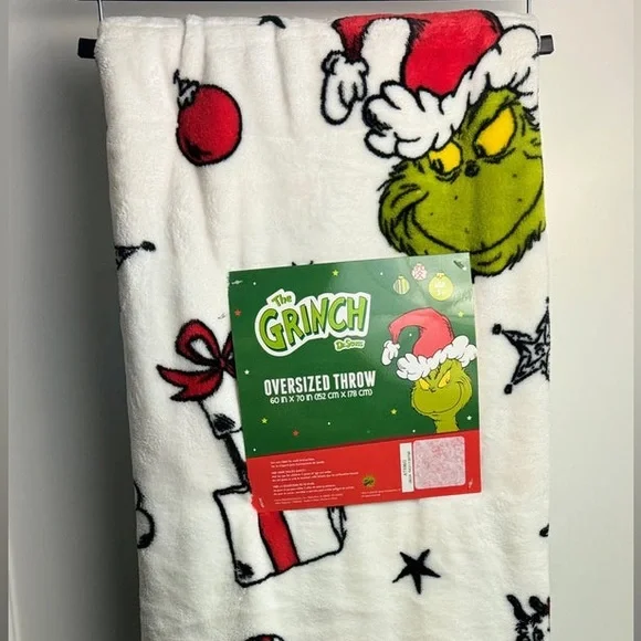 The Grinch & Max Classic Christmas Print Oversized Throw Blanket NWT 60”x70”