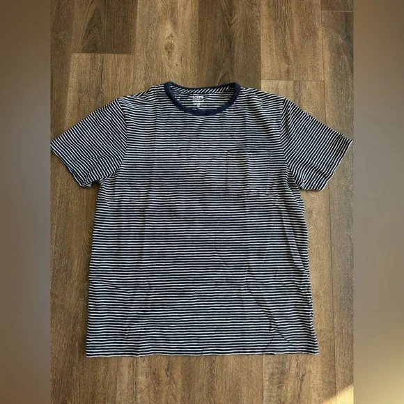 J. Crew Navy and White Striped Pocket Tee, men’s size XL