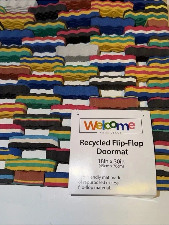 New Recycled Flip Flop Doormat Eco Friendly Welcome Mat 18x30 NWT Summer Beach