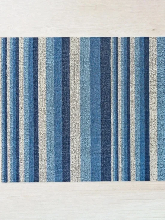 Chilewich Shag Indoor/Outdoor Mat, 2' x 3' Blue Striped
