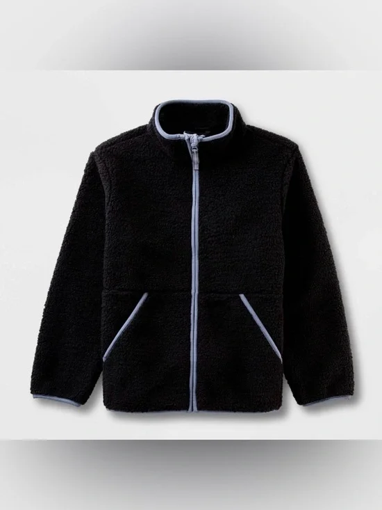 Cat & Jack little girls black fleece jacket, size XL, NWT