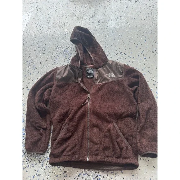 The North‎ Face Fleece Hoodie Full Zip Jacket Brown Girls L/G