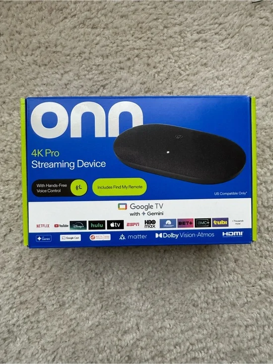 ONN 4K Pro Streaming Device Google TV 4K UltraHD Dolby Vision Atmos 32GB 3GB RAM