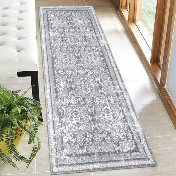 2x6 Grey Hallway Runner Rug, Soft Shaggy Washable Non-Slip Rug for Entry & Home