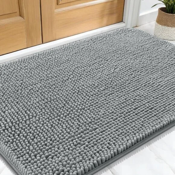 New 30x20 Grey Dog Door Mat, Absorbent, Non-Slip, Washable Muddy Paws Doormat