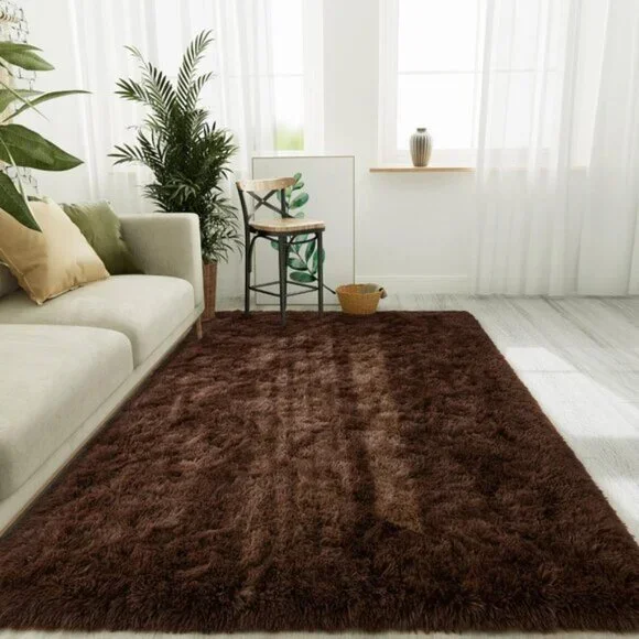 New 4x6 Brown Ultra Soft Rug, Fluffy Modern Carpet for Kids Bedroom & Nursery