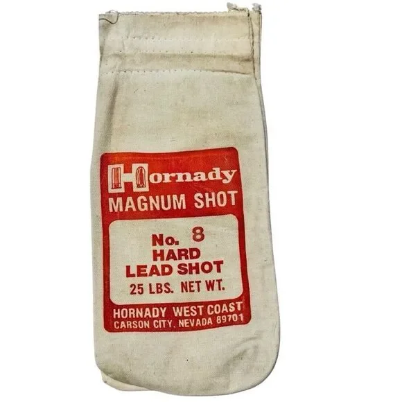 HORNADY MAGNUM SHOT 25 Lb. LEAD #8 SHOT Canvas Ammo Bag Advertisement Empty