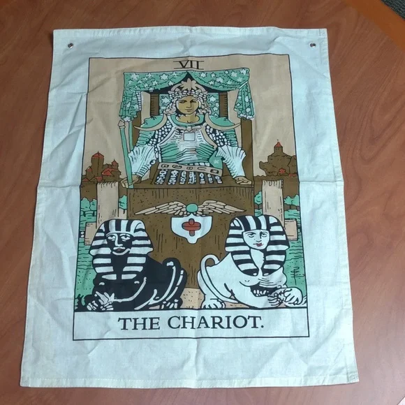 Tarot Flag Tapestry The Lovers, The Chariot, The World Cotton Printed