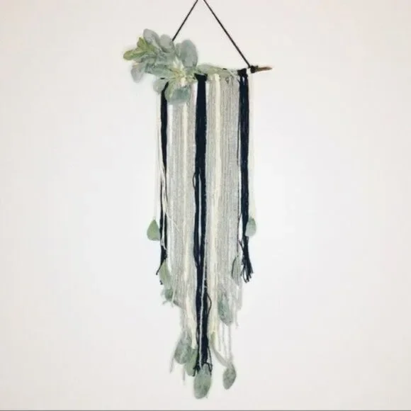 Rustic macrame Yarn Branch Wall Hanging Gray