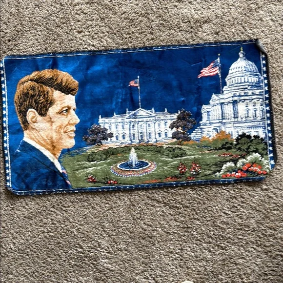 Blue Embroidered Patriotic Tapestry