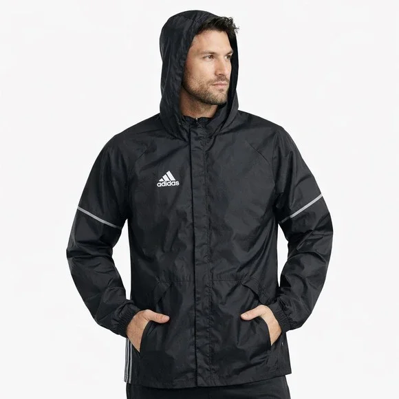 Adidas Condivo 16 Windbreaker‎ Jacket Mens 2XL Black Hooded 2XL Soccer Rain Coat