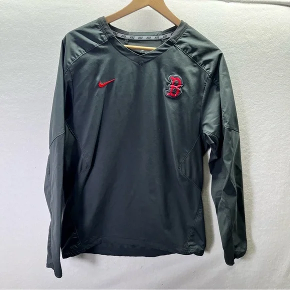 Boston Redsox‎ Nike Dri-Fit Pullover Jacket Mens S Gray Red MLB Baseball 2627