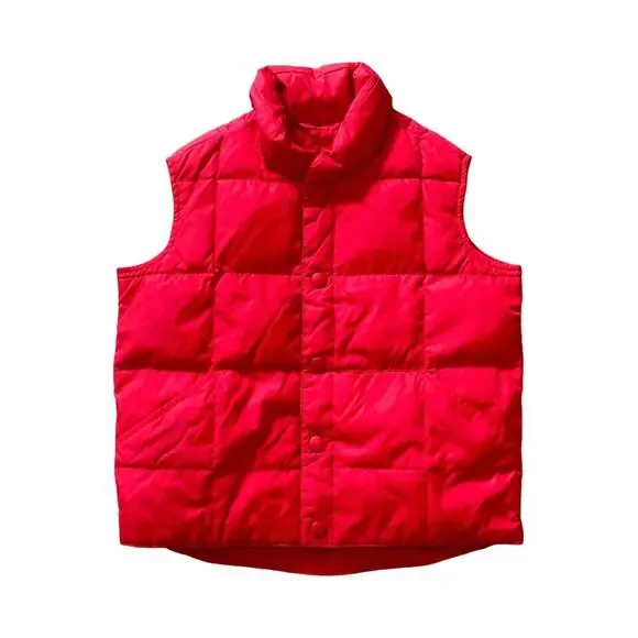 Lands end vintage kids red goose down quilted puffer vest sz Small 4 fall winter