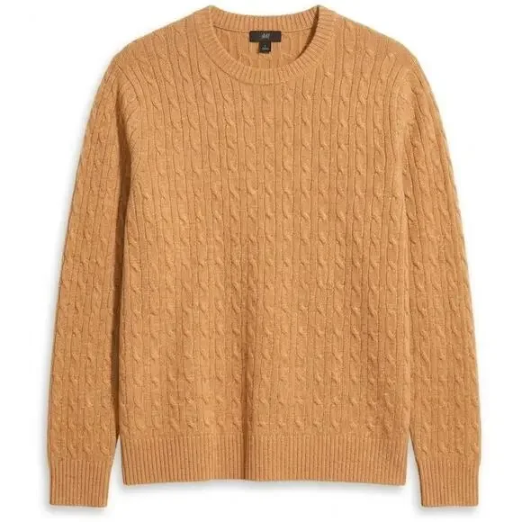 J.Crew Cable Crewneck Sweater Extra-Soft Men's Large Tan Camel CD599