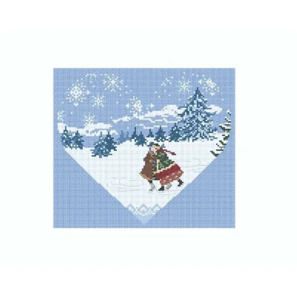 Madame la Fee Coeur Lac Gele' Cross Stitch Pattern Winter Ice Skating Snow New