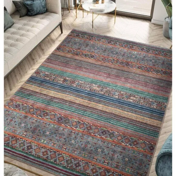 3x5 Washable Entry Rug, Non-Slip, Low Pile, Vintage, Durable for High Traffic