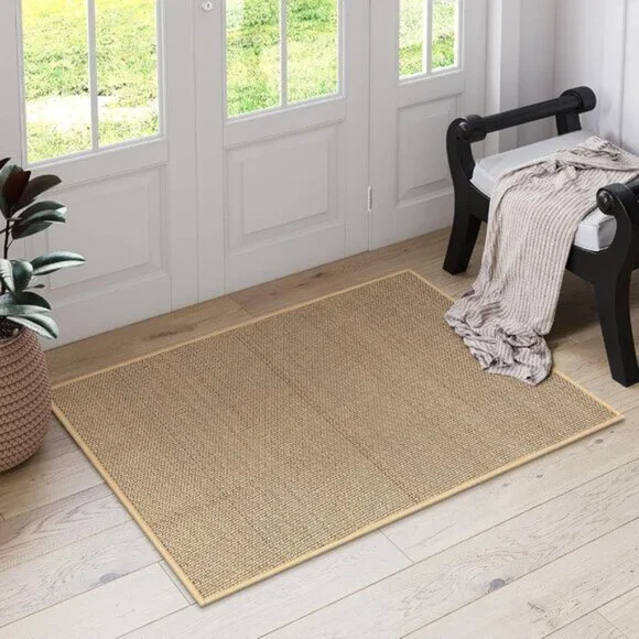 New 2x3 Beige Farmhouse Entryway Rug, Washable, Non-Slip Indoor Door Mat