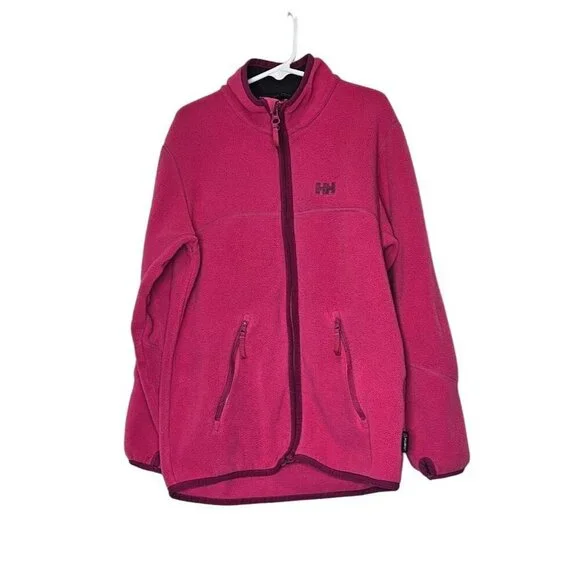 Helly Hansen Pink Fleece Jacket 100% Polyester Full Zip Thumbholes Sz 9‎ 9 years