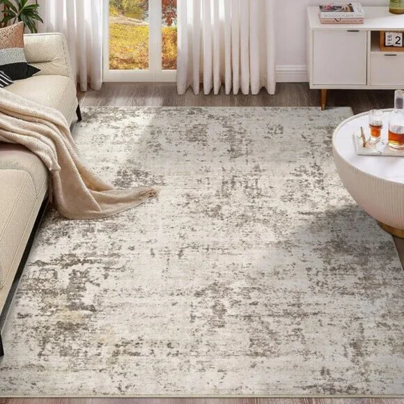 5x7 Washable Area Rug, Modern Abstract Non-Slip Carpet for Home & Office Decor