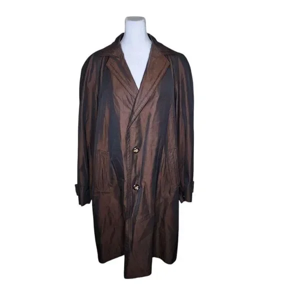 Vintage 80s Arvidssons Overcoat Trench Coat Mens XL Brown Flannel Lined