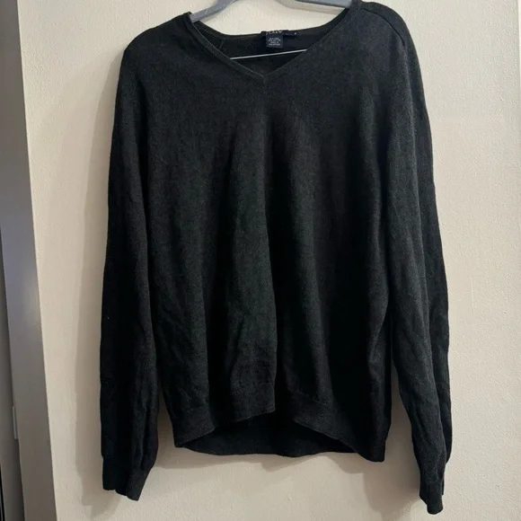 J.Crew Mens Grey Wool Cotton Blend V-Neck Pullover Knit Sweater Size XL