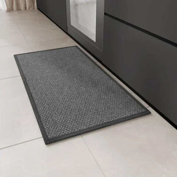 New 30x17.3In Black Kitchen Rug Washable Non-Slip Absorbent Mat for Home & Entry