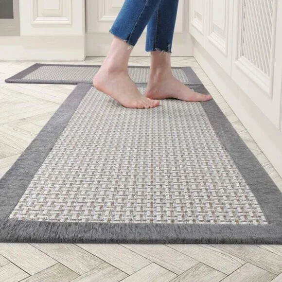 New 2Pcs Kitchen Rugs and Mats Se,t Non-Skid Washable Absorbent Sink Floor Mat
