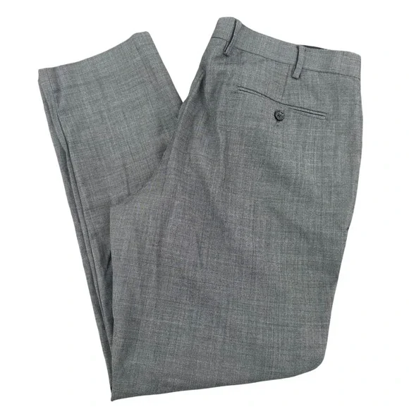 J.Crew Thompson Mens Gray 100% Wool pleated Dress Pants Trousers 38x32