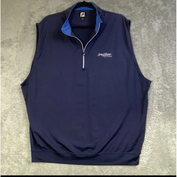 FootJoy Golf Vest Mens XL Navy Blue Nylon 1/4 Zip Sleeveless Hiking Outdoors