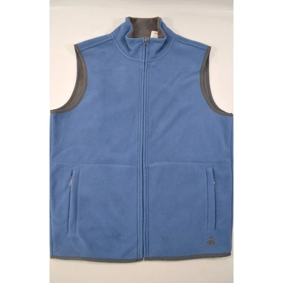 Brooks Brothers 346 Reversible Fleece Vest Mens Medium Blue / Gray Full Zip‎ NWT