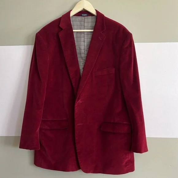 SADDLEBRED Corduroy Men's Blazer in Raspberry - Size