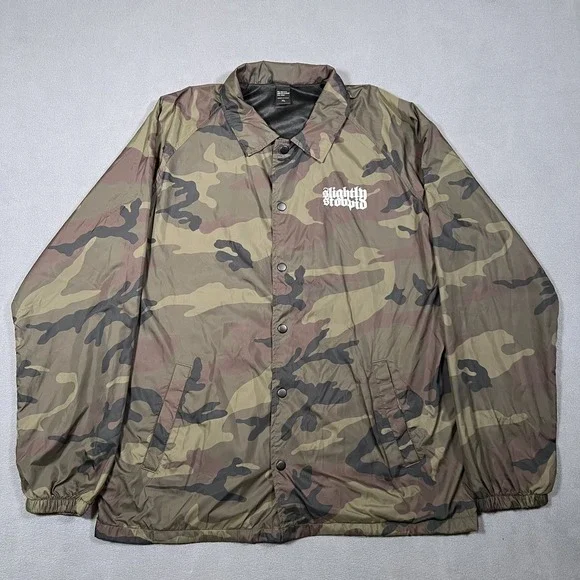 Slightly Stoopid‎ Camo Jacket Men's XL Camouflage Nylon Windbreaker Reggae Band