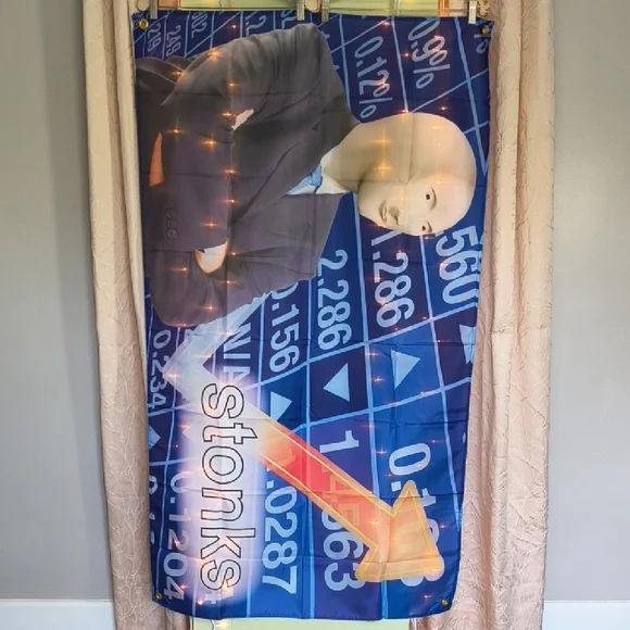 Home - Blue Stonks Meme Tapestry Banner Inside The Internet Humor 5' × 3'