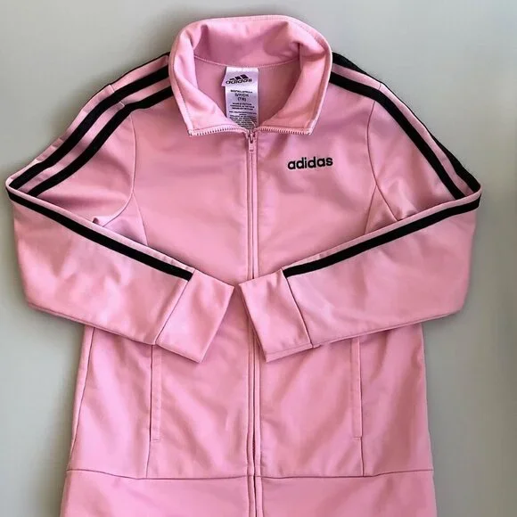 NEW ADIDAS STRIPED TRACK JACKET PINK/BLACK