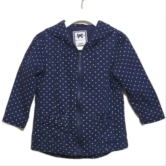 GYMBOREE Girls Polka Dot Zip Front Hooded Blue and White Cotton Jacket Size 2T