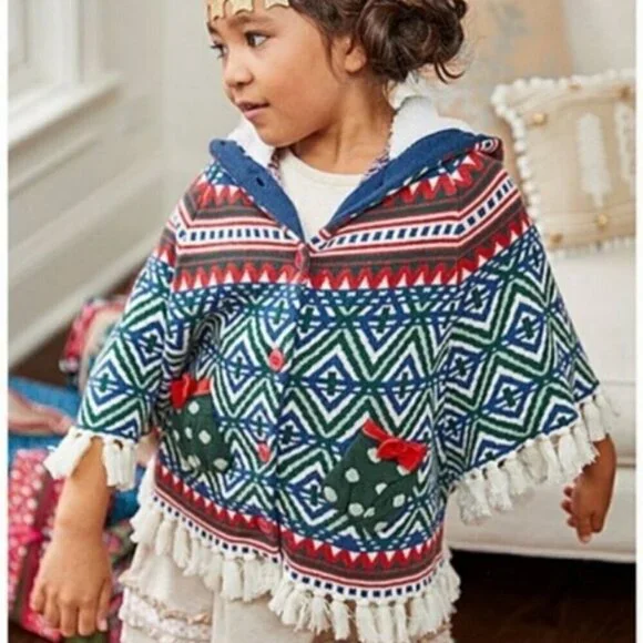 Matilda Jane A Caroling We Go Hooded Poncho Cape Festive Cotton Sherpa