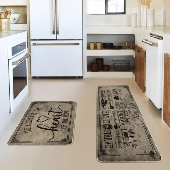 New Kitchen Quote Mats, Set of 2 Seasonal Low-Profile Holiday Cooking Floor Rugs