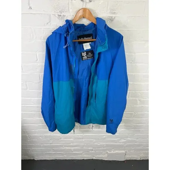Helly Hansen Men's Colorblock Hooded Windbreaker Jacket Long Sleeve Blue Size S