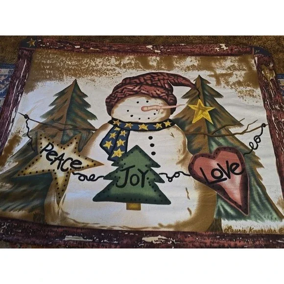 laurie korsgarden snowman fleece blanket 48x48