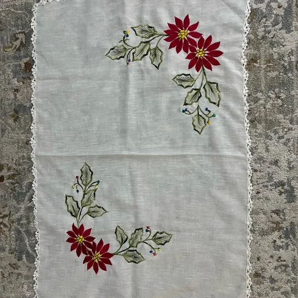 Embroidered Floral Table Runner