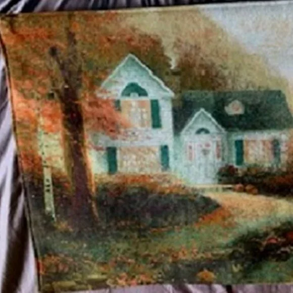 Thomas Kinkade Country House Wall Tapestry Finial Rod Set 35 x 25