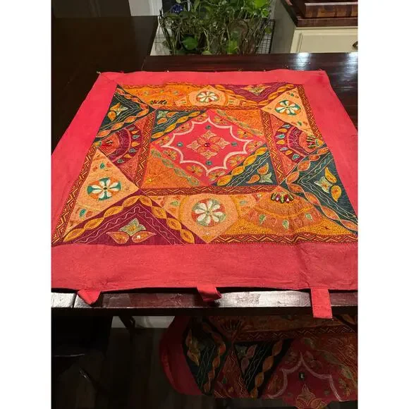Pier 1 Imports Boho Embroidered Beaded Wall Hanging Tapestry - 30x30