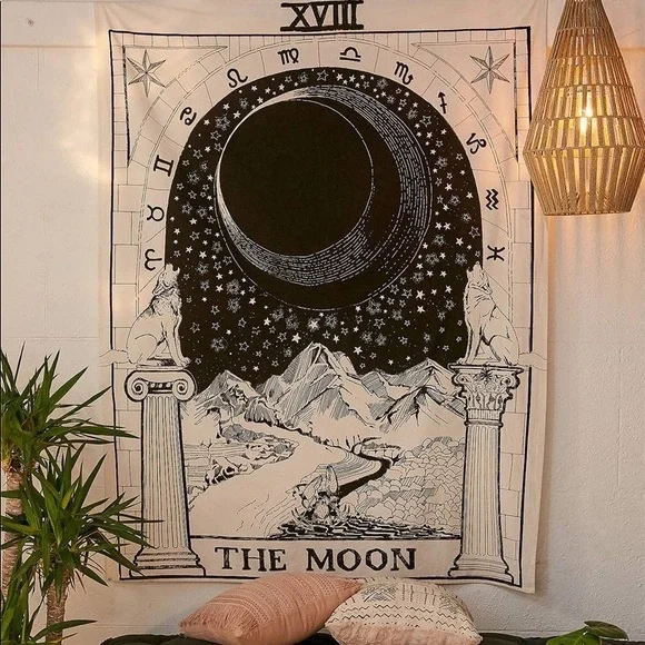 Urban Outfitters Black and Cream 'The Moon' Tarot Tapestry