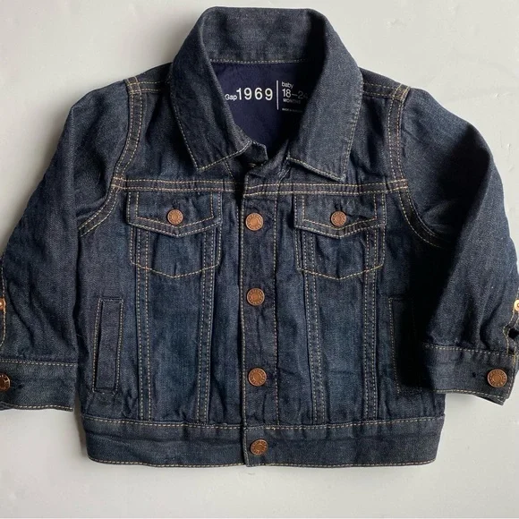 Gap Jeans Jacket Size 18-24 Months Classic Denim Lined Trucker Blue Boy Girl EUC