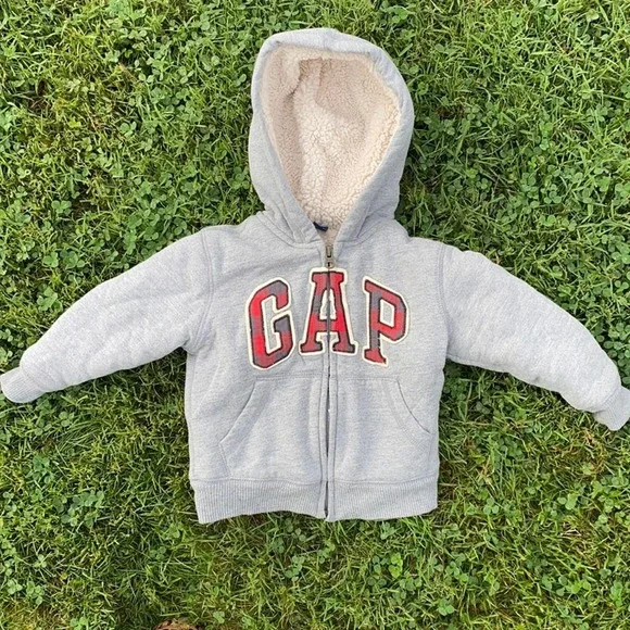 Gap BabyGap Toddler Sherpa Lined Full Zip Hoodie Tartan Logo (Sz. 2T)