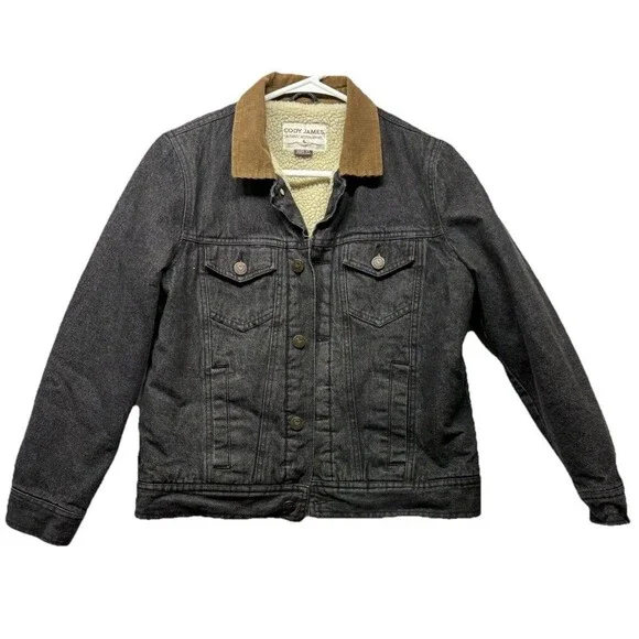 Cody James Youth Denim Jacket Brown Corduroy Collar Sherpa Lining Boy XL Western